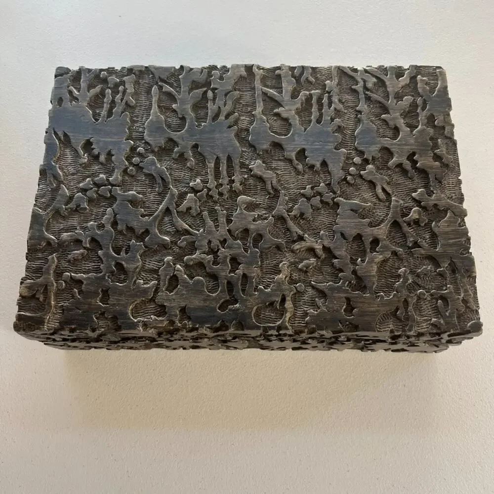 Dentwood Decorative Wooden Box Mango Weathered Black Medium Textured Brady Gray